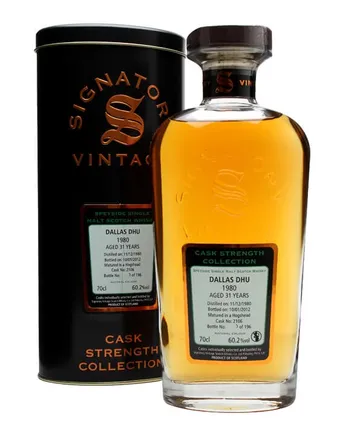 Dallas Dhu 1980 31 jaar oud Cask #2106 Signatory Cask Strength Collection