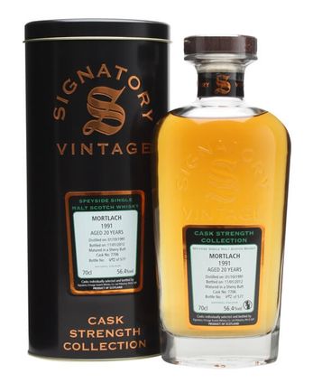 Mortlach 1991 20 jaar oud Sherry Butt #7706 Signatory Cask Strength Collection