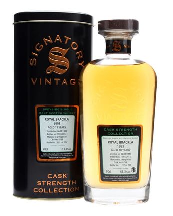 Royal Brackla 1993 18 jaar oud Cask #6755 Signatory Cask Strength Collection